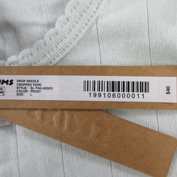 SKIMS Drop Needle Cropped Tank Top Womens Large Frost Blue Pointelle Crewneck - Picture 6 of 10